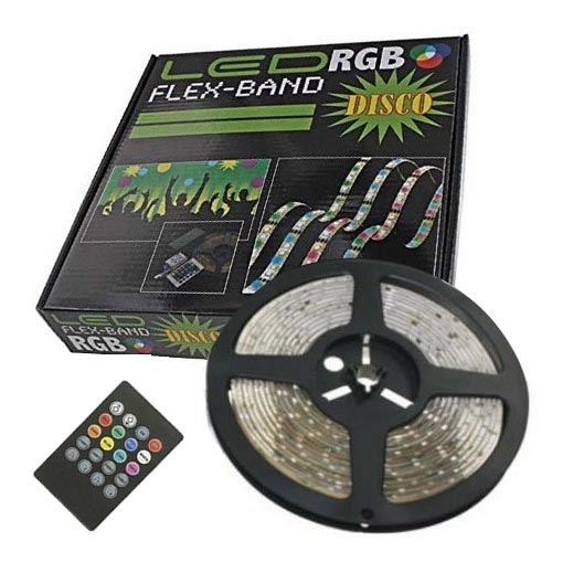 LED RGB Prigušiva traka FLEX-BAND DISCO 5m LED/24W/230V IP65 + daljinski upravljač
