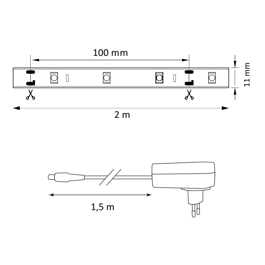 LED RGB Prigušiva traka MAGIC 2 m LED/12W/230V + DU