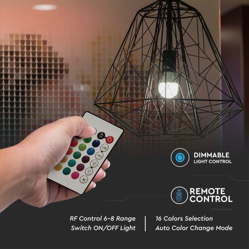 LED RGB Prigušiva žarulja A60 E27/8,5W/230V 4000K + daljinski upravljač