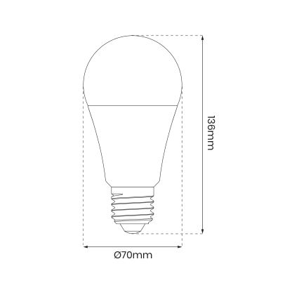 LED RGB Prigušiva žarulja A70 E27/11W/230V 2700-6500K Wi-Fi Tuya