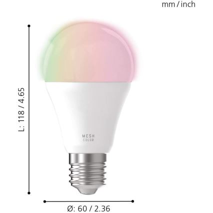 LED RGB Prigušiva žarulja CONNECT E27/9W - Eglo