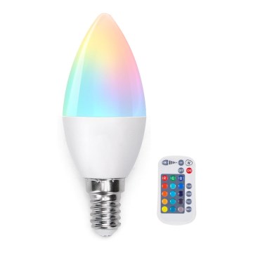 LED RGB Prigušiva žarulja E14/4,8W/230V 3000K + daljinski upravljač - Aigostar