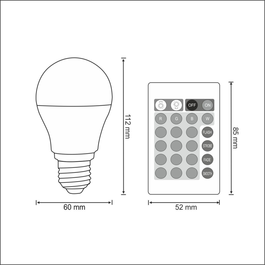 LED RGB Prigušiva žarulja E27/8,5W/230V 2700K