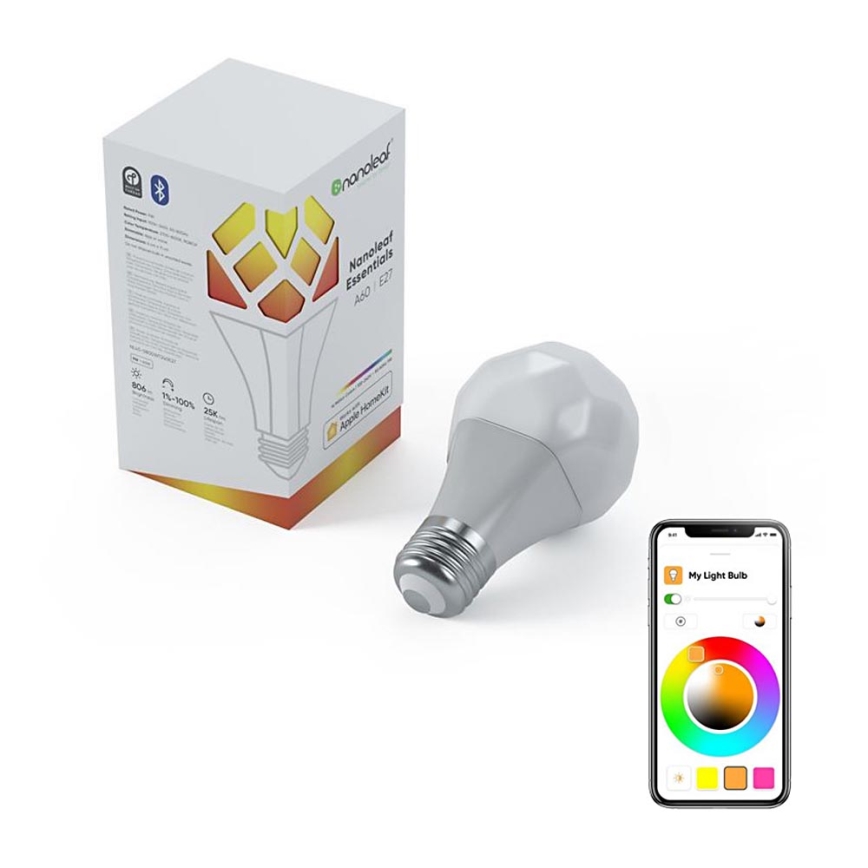 LED RGB Prigušiva žarulja ESSENTIALS A19 E27/8W/230V 2700-6500K - Nanoleaf