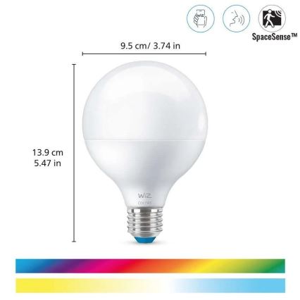 LED RGB Prigušiva žarulja G95 E27/11W/230V 2200-6500K Wi-Fi - WiZ