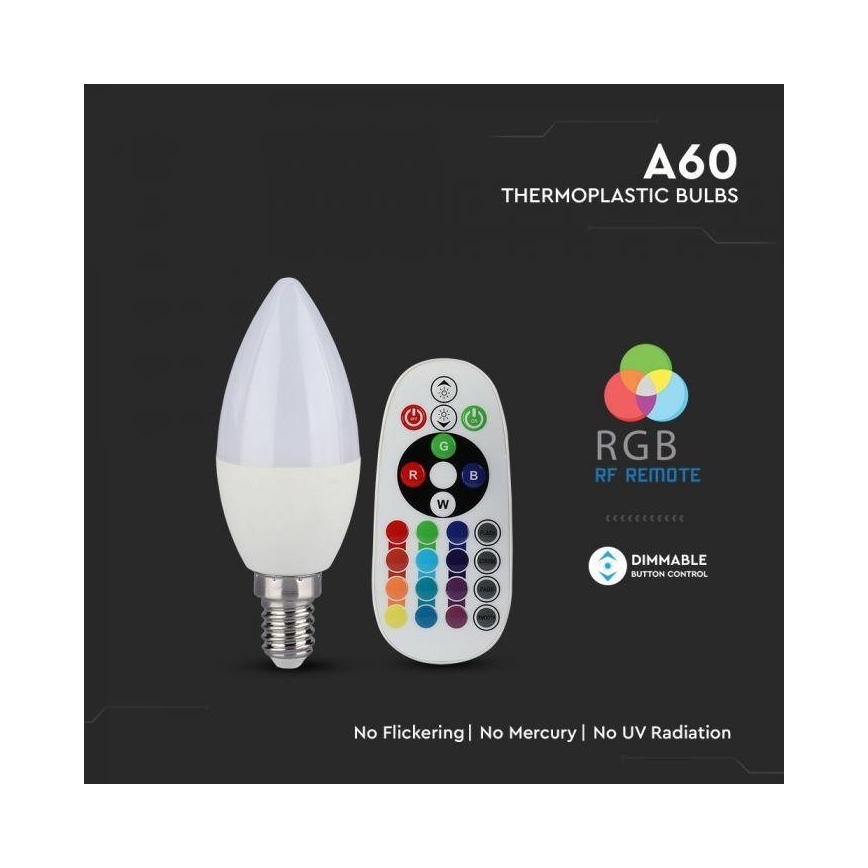 LED RGB prigušivačka žarulja E14/3,5W/230V 6400K + daljinski upravljač
