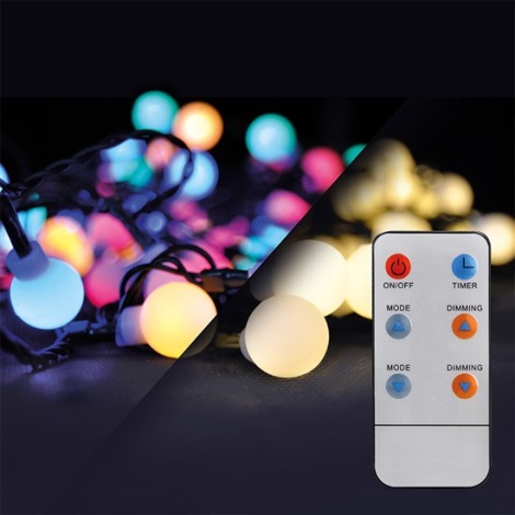 LED RGB Prigušive božićne lampice vanjske 100xLED/8 funkcija 15m IP44 + daljinski upravljač