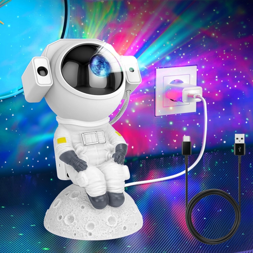 LED RGB projektor 3 u 1 LED/5W/5V 3000/4000/6000K astronaut + daljinski upravljač