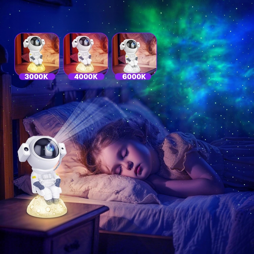 LED RGB projektor 3 u 1 LED/5W/5V 3000/4000/6000K astronaut + daljinski upravljač