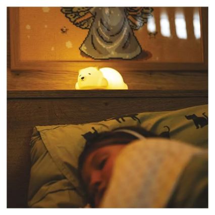 LED RGB punjiva noćna svjetiljka na dodir, LED/3,7V 1200 mAh, medvjed