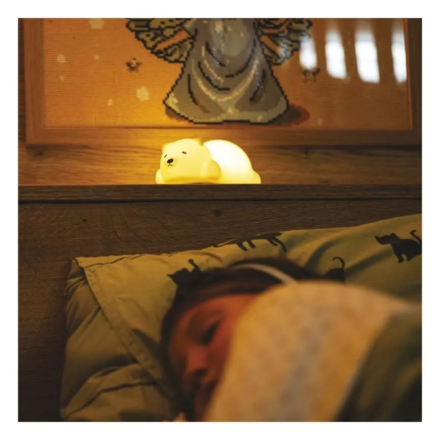 LED RGB punjiva noćna svjetiljka na dodir, LED/3,7V 1200 mAh, medvjed