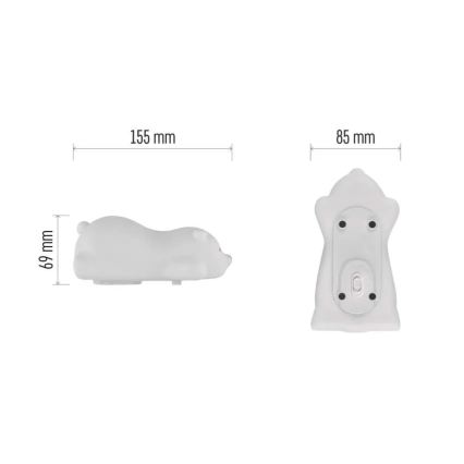 LED RGB punjiva noćna svjetiljka na dodir, LED/3,7V 1200 mAh, medvjed