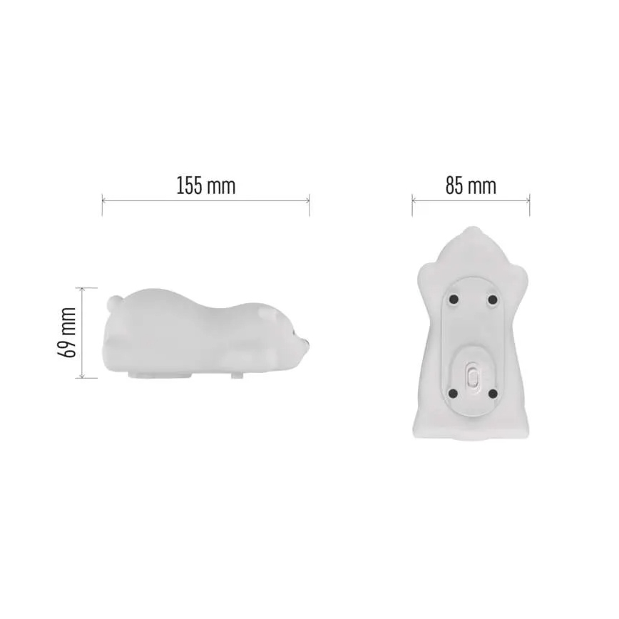 LED RGB punjiva noćna svjetiljka na dodir, LED/3,7V 1200 mAh, medvjed