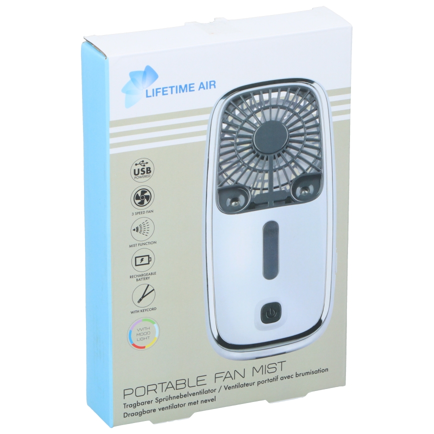 LED RGB punjivi džepni ventilator s efektom maglice 3,7V 1200 mAh