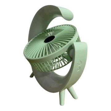 LED RGB punjivi stolni ventilator 5W/5V 1200 mAh zeleni