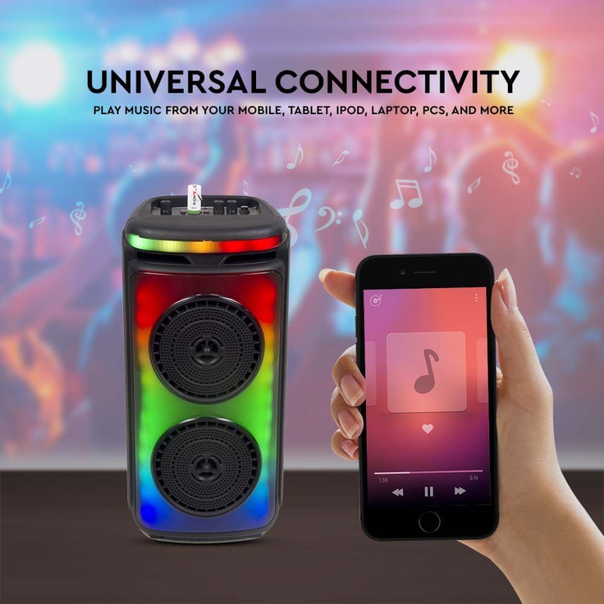 LED RGB Punjivi zvučnik s mikrofonom 400W/2400 mAh + daljinski upravljač