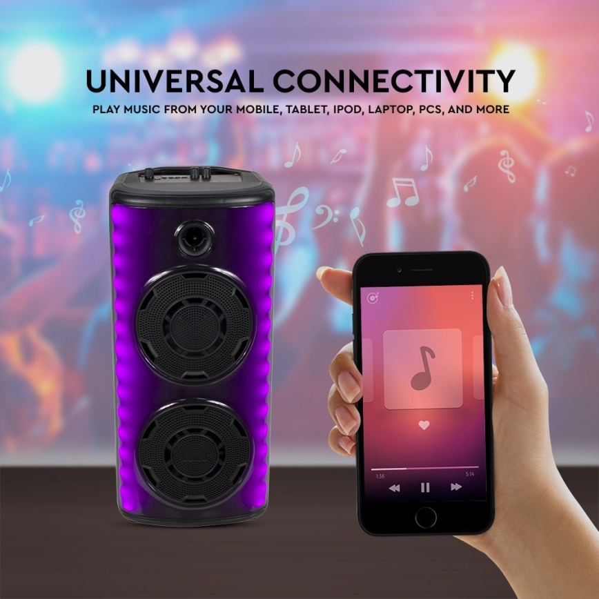 LED RGB Punjivi zvučnik s mikrofonom 600W/2400 mAh + daljinski upravljač