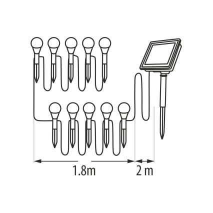 LED RGB solarna svjetiljka 10xLED/1,2V 300 mAh IP44 crna