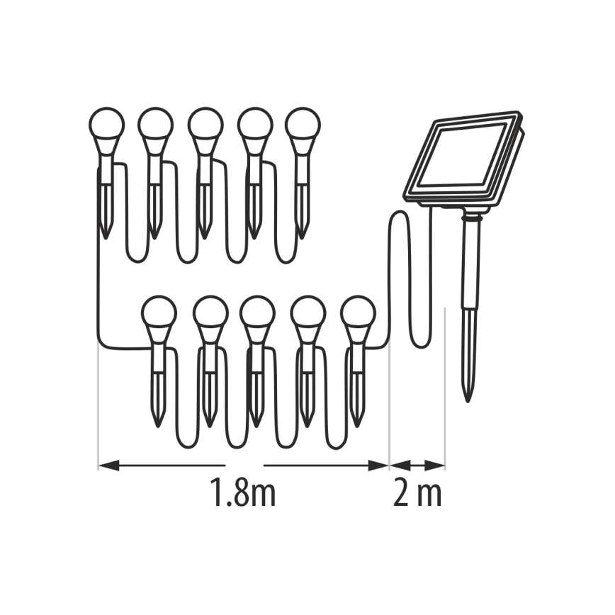 LED RGB solarna svjetiljka 10xLED/1,2V 300 mAh IP44 crna