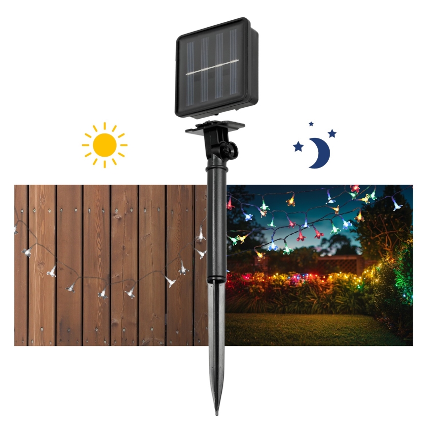 LED RGB Solarni lanac 50xLED/0,12W/1,2V 1xAA IP44 600 mAh