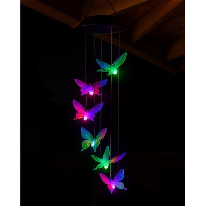 LED RGB solarno svjetlo 6xLED/1,2V 300 mAh IP44 leptir