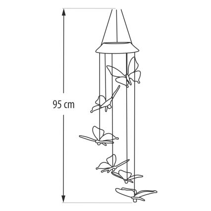 LED RGB solarno svjetlo 6xLED/1,2V 300 mAh IP44 leptir
