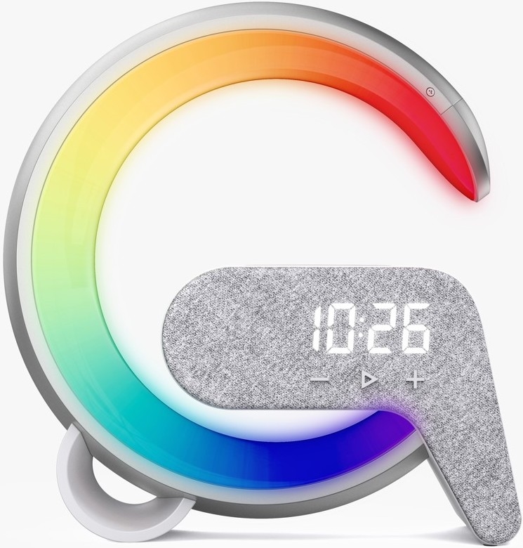 LED RGB stolna lampa s prigušivanjem, budilicom i Qi punjenjem 30W/230V srebrna