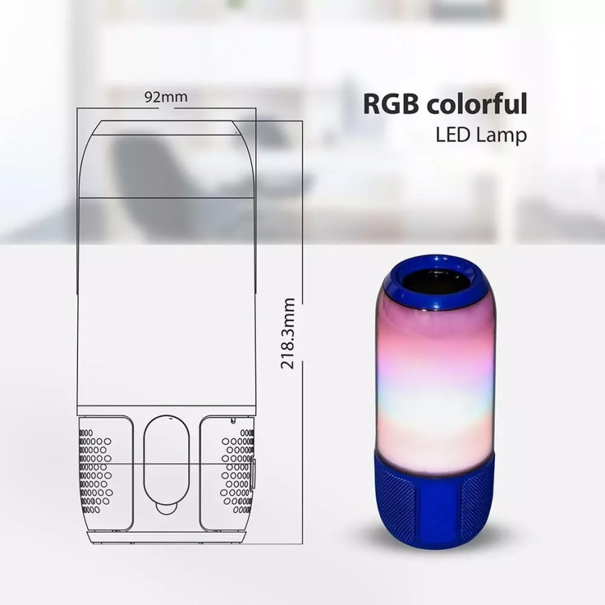 LED RGB Stolna lampa sa zvučnikom 2xLED/3W/5V 1800 mAh