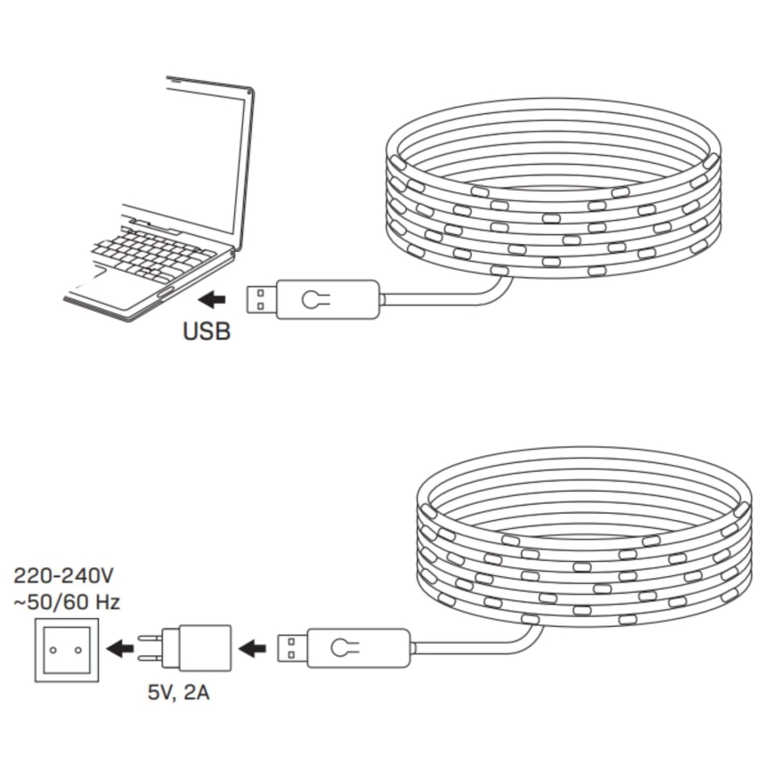 LED RGB svjetlosni lanac LED/10W/5V 10 m USB + daljinski upravljač