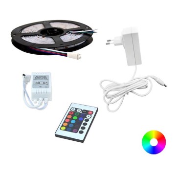 LED RGB traka 5m + daljinski upravljač + napajanje adapter 24W/12V