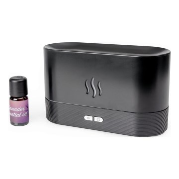 LED RGB Ultrazvučni aroma difuzor i ovlaživač zraka s pozadinskim osvjetljenjem 180ml crna
