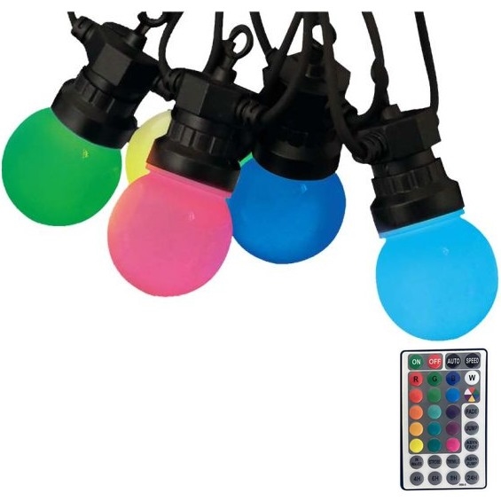 LED RGB Vanjski lanac STRING 13 m 15xLED/0,5W/230V IP44 + daljinski upravljač