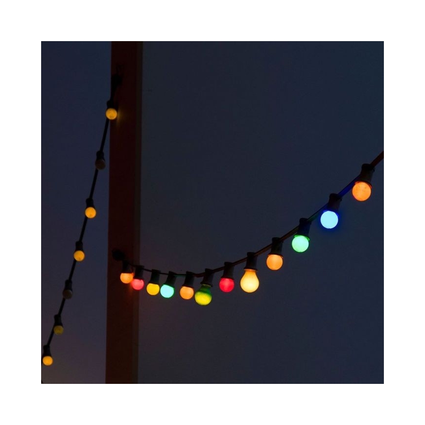 LED RGB Vanjski lanac STRING 13 m 15xLED/0,5W/230V IP44 + daljinski upravljač