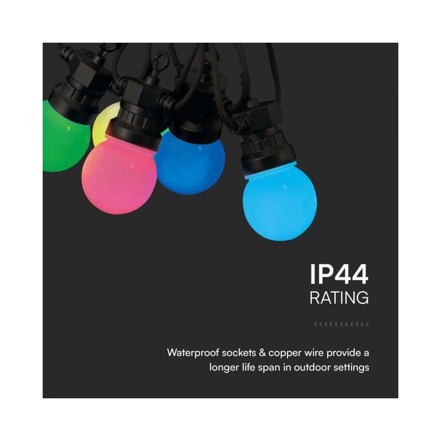 LED RGB Vanjski lanac STRING 13 m 15xLED/0,5W/230V IP44 + daljinski upravljač