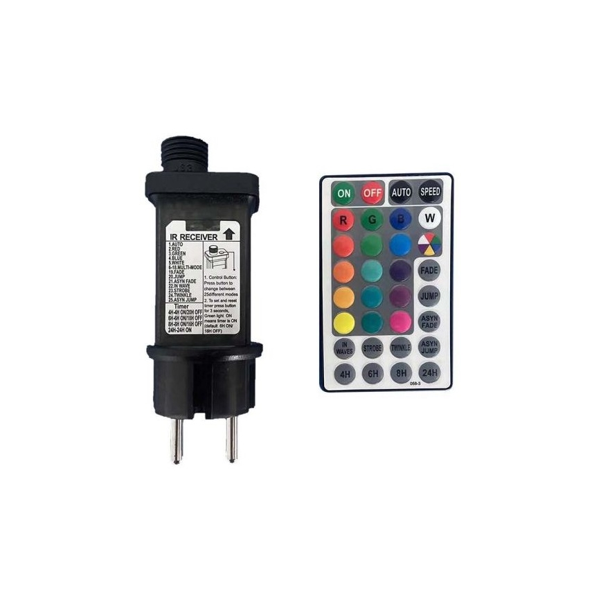 LED RGB Vanjski lanac STRING 13 m 15xLED/0,5W/230V IP44 + daljinski upravljač