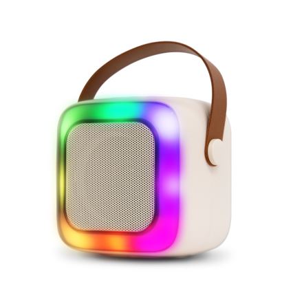 CONNECT IT CSP-1010-BG - LED RGB zvučnik s 2 bežična mikrofona, 5W/1200 mAh + 2x 400 mAh, krem/zlatna