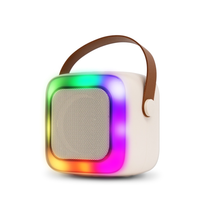 CONNECT IT CSP-1010-BG - LED RGB zvučnik s 2 bežična mikrofona, 5W/1200 mAh + 2x 400 mAh, krem/zlatna