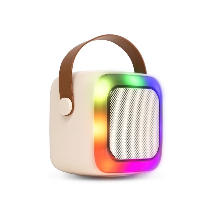 CONNECT IT CSP-1010-BG - LED RGB zvučnik s 2 bežična mikrofona, 5W/1200 mAh + 2x 400 mAh, krem/zlatna