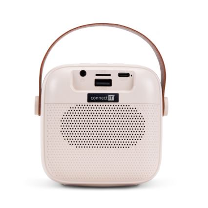 CONNECT IT CSP-1010-BG - LED RGB zvučnik s 2 bežična mikrofona, 5W/1200 mAh + 2x 400 mAh, krem/zlatna