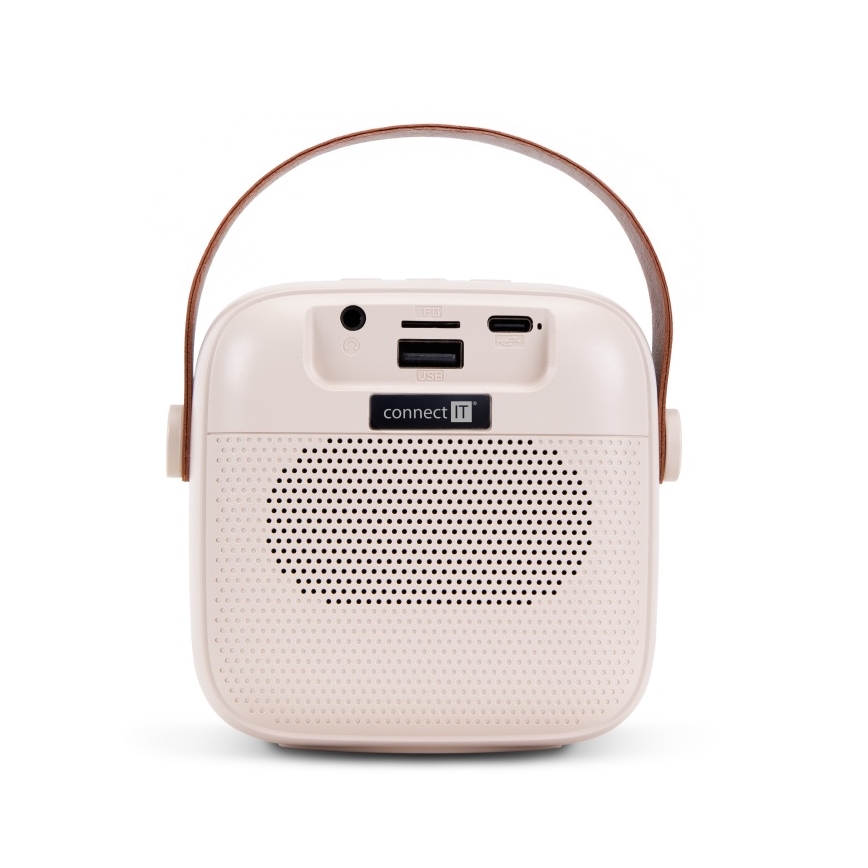 CONNECT IT CSP-1010-BG - LED RGB zvučnik s 2 bežična mikrofona, 5W/1200 mAh + 2x 400 mAh, krem/zlatna