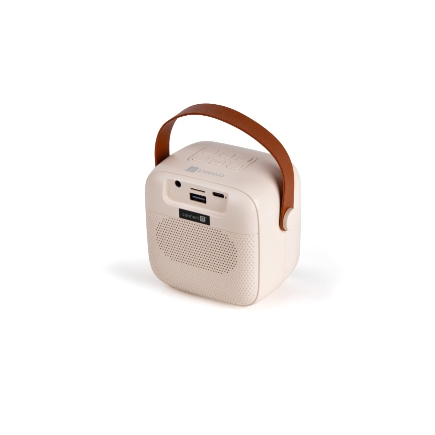 CONNECT IT CSP-1010-BG - LED RGB zvučnik s 2 bežična mikrofona, 5W/1200 mAh + 2x 400 mAh, krem/zlatna