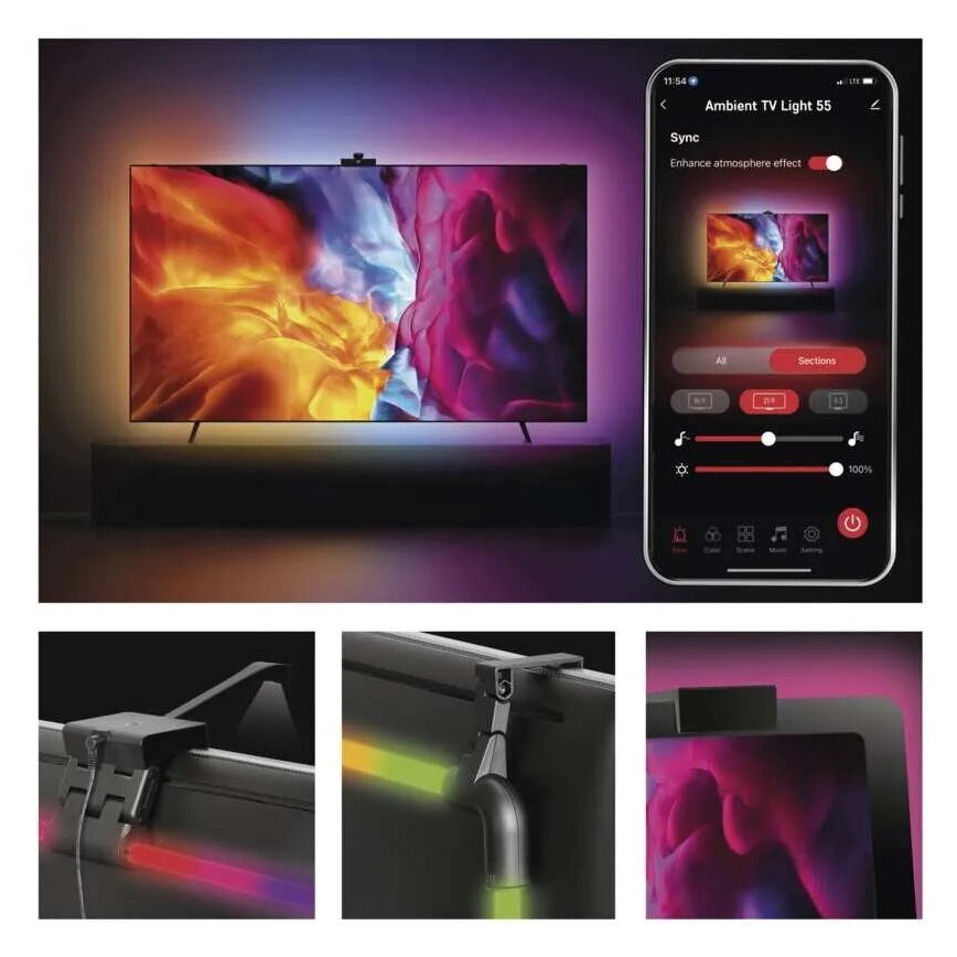 LED RGBIC Dimmabilni trak za TV GoSmart LED/24W/230V 55“