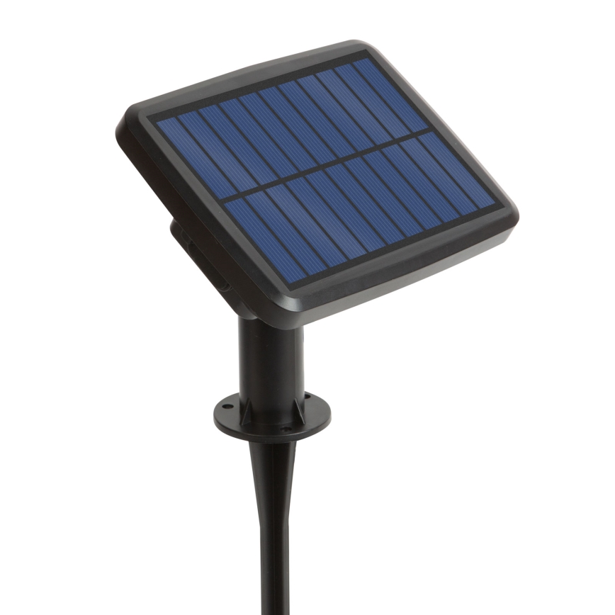 LED RGBIC solarni lanac s mogućnošću prigušivanja 30xLED/1,3W/3,7/5V 2200 mAh 14,37 m IP65 crna + daljinski upravljač