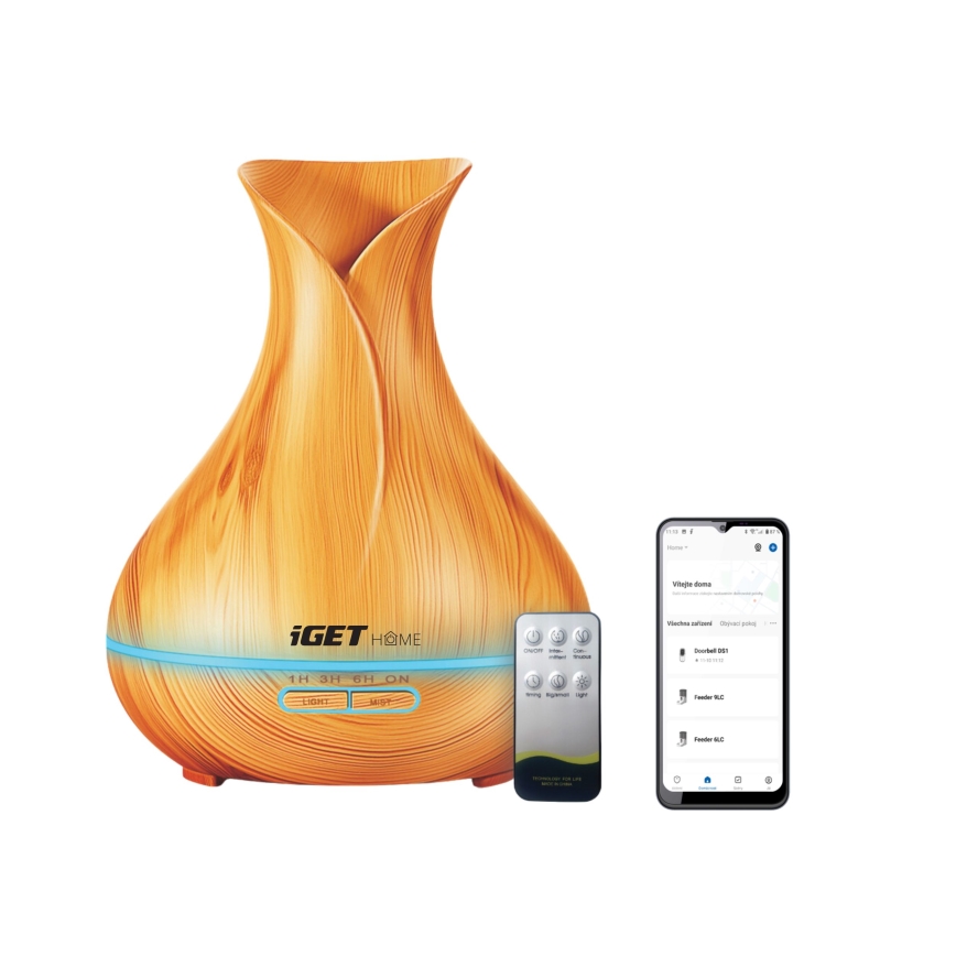 LED RGBW Aroma difuzor i ovlaživač zraka LED/230V 500 ml Wi-Fi + daljinski upravljač