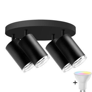 LED RGBW Dimmable kupaonska ugrađena svjetiljka TURYN 4xGU10/6,5W/230V 2700-6500K Wi-Fi IP44 crna