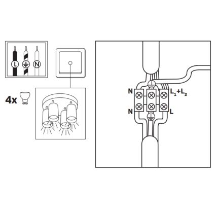 LED RGBW Dimmable kupaonska ugrađena svjetiljka TURYN 4xGU10/6,5W/230V 2700-6500K Wi-Fi IP44 crna