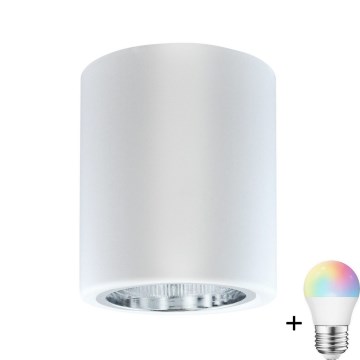 LED RGBW Dimmable Stropna Lampa JUPITER 1xE27/6,5W/230V 2700-6500K Wi-Fi promjera 9,8 cm bijela