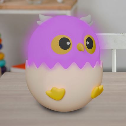 LED RGBW Dimmabilna dječja dodirna lampa OWL LED/1W/5V USB 1200 mAh sova plava