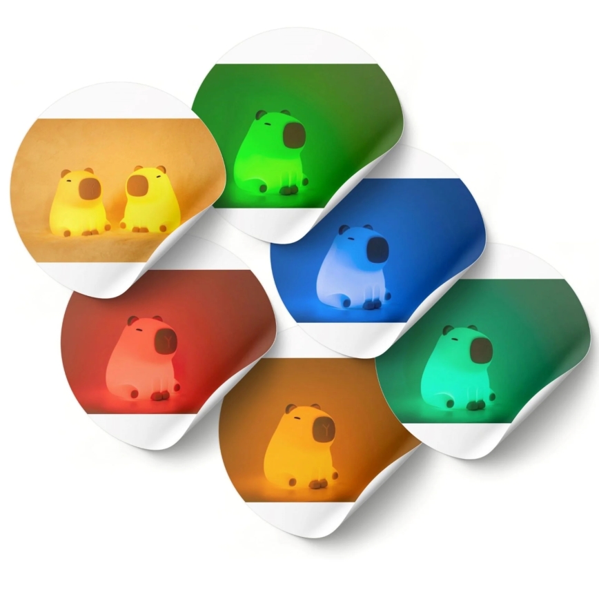 LED RGBW Dimmabilna dječja dodirna lampa LED/1W/5V USB 1200 mAh kapibara