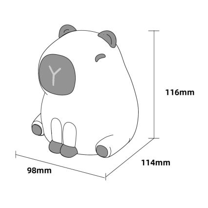 LED RGBW Dimmabilna dječja dodirna lampa LED/1W/5V USB 1200 mAh kapibara